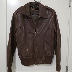Vintage Leather Bomber Jacket Chocolate Brown